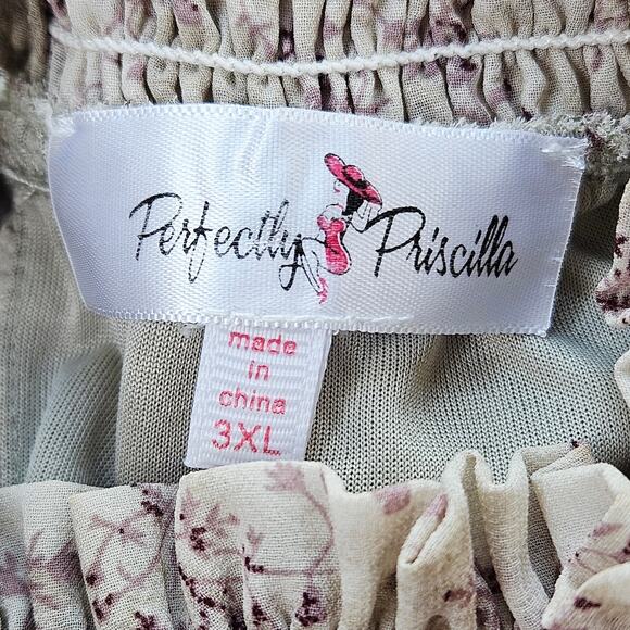 Perfectly Priscilla Plus Size 3XL Floral Smocked Blouse Cottagecore Peplum Top - Picture 9 of 12